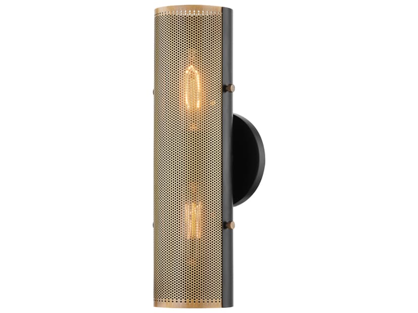 Troy Lighting Mikka 2-Light Patina Brass Black Wall Sconce