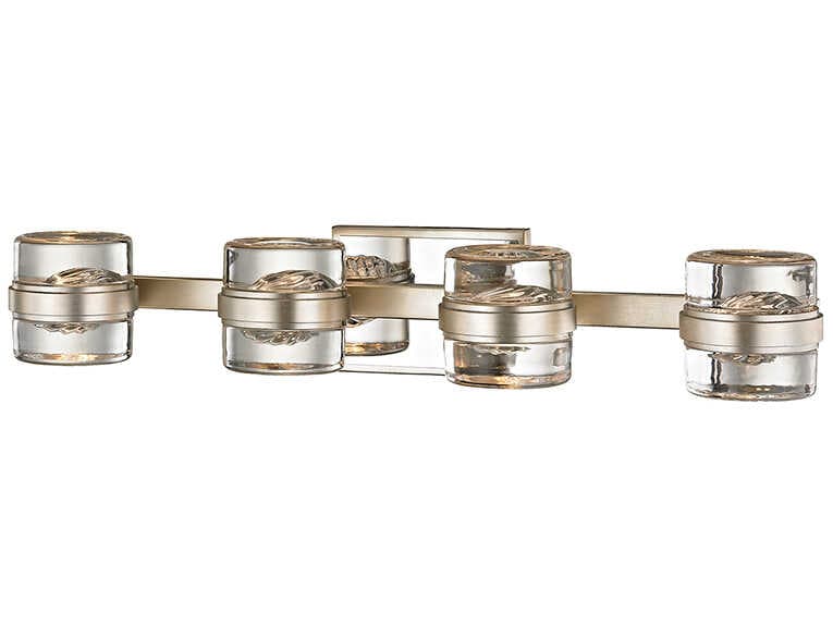 Troy Lighting Splash 4-Light Silver Leaf Polished Chrome Glass LED Vanity Light