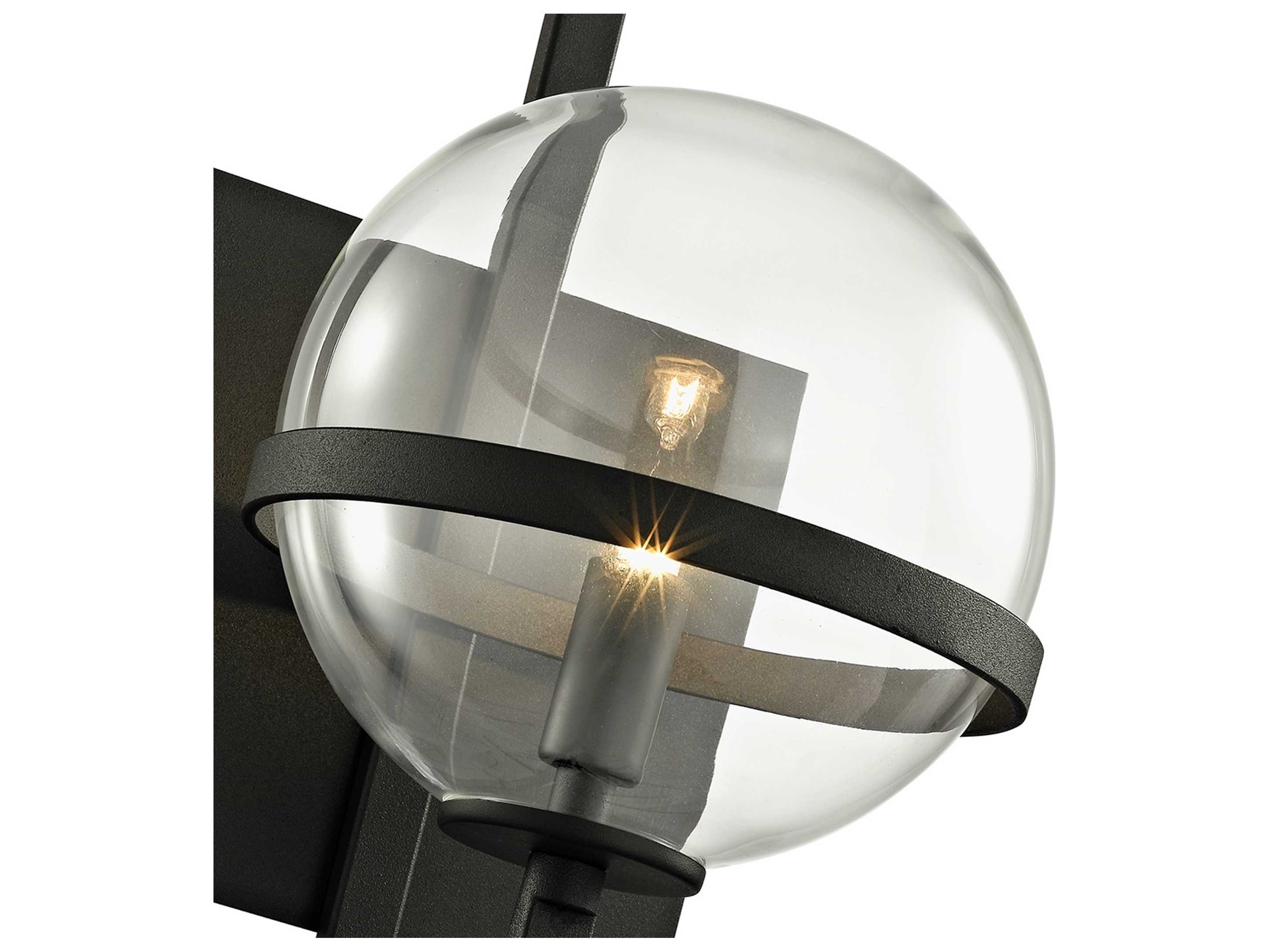 Troy Lighting Elliot 1-Light Textured Black Glass Wall Sconce