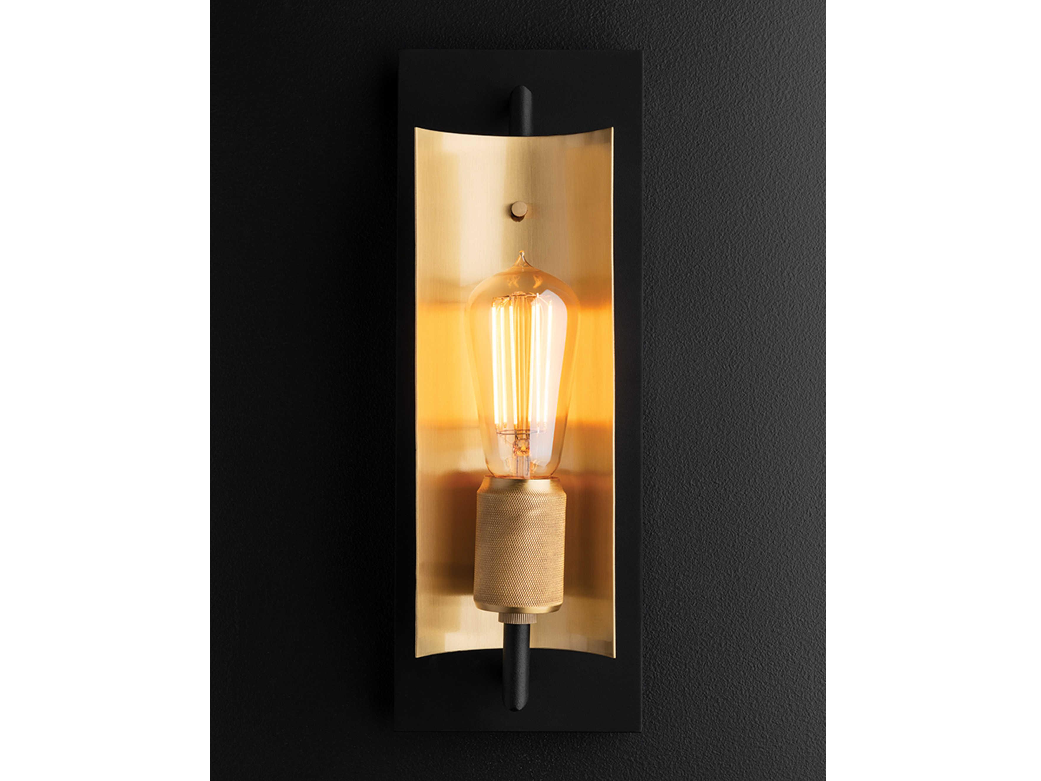 Troy Lighting Emerson 1-Light Carbide Black Brushed Brass Wall Sconce
