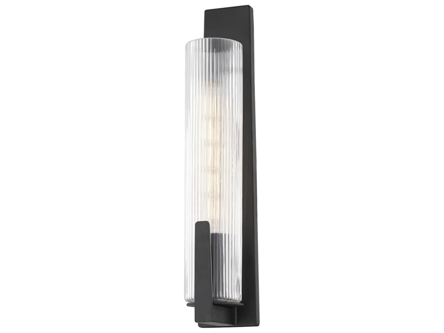 Troy Lighting Malakai 1-Light Forged Iron Black Glass Wall Sconce
