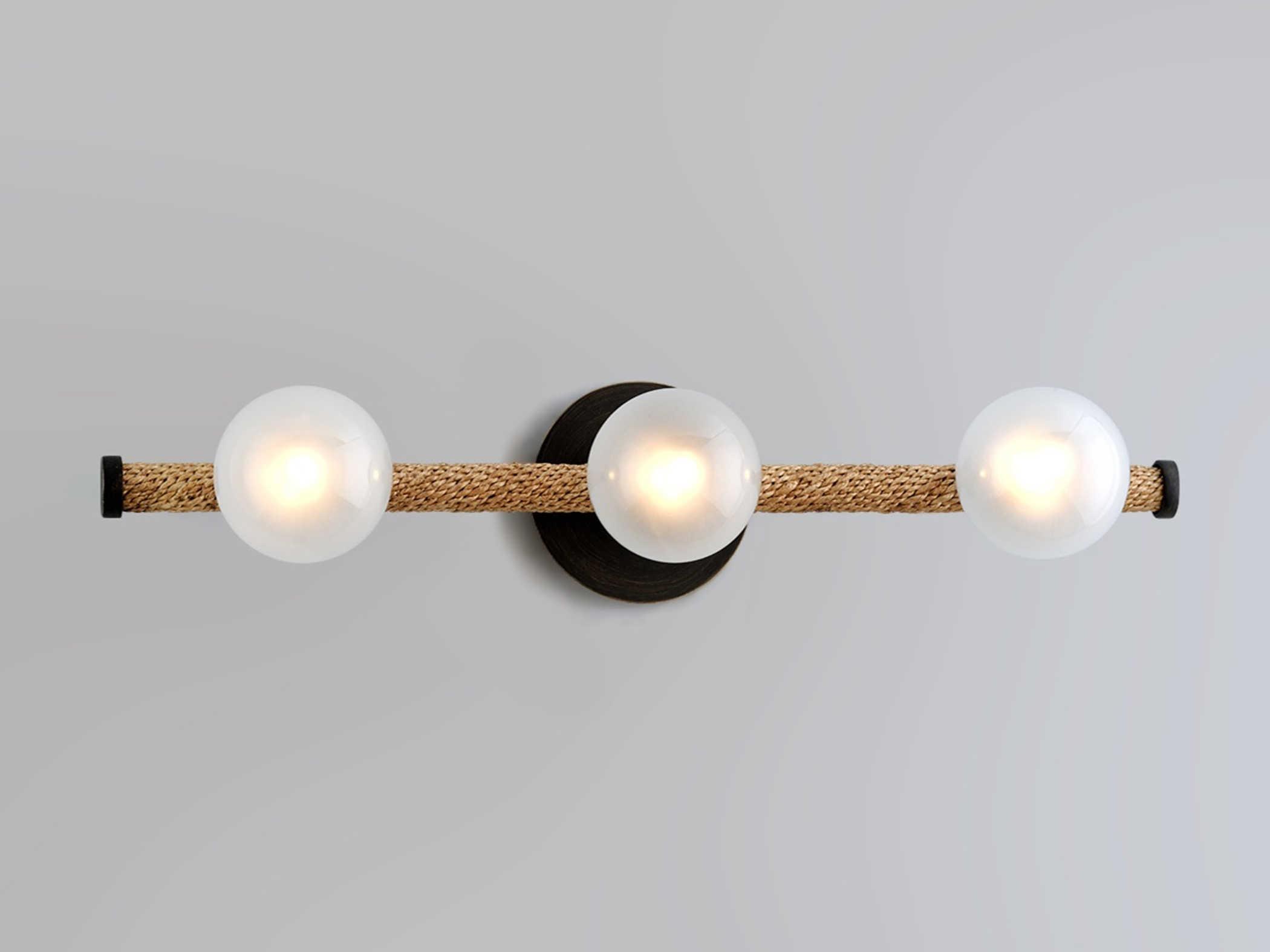 Troy Lighting Nomad 3-Light Classic Bronze Natural Brown Glass LED Vanity Light