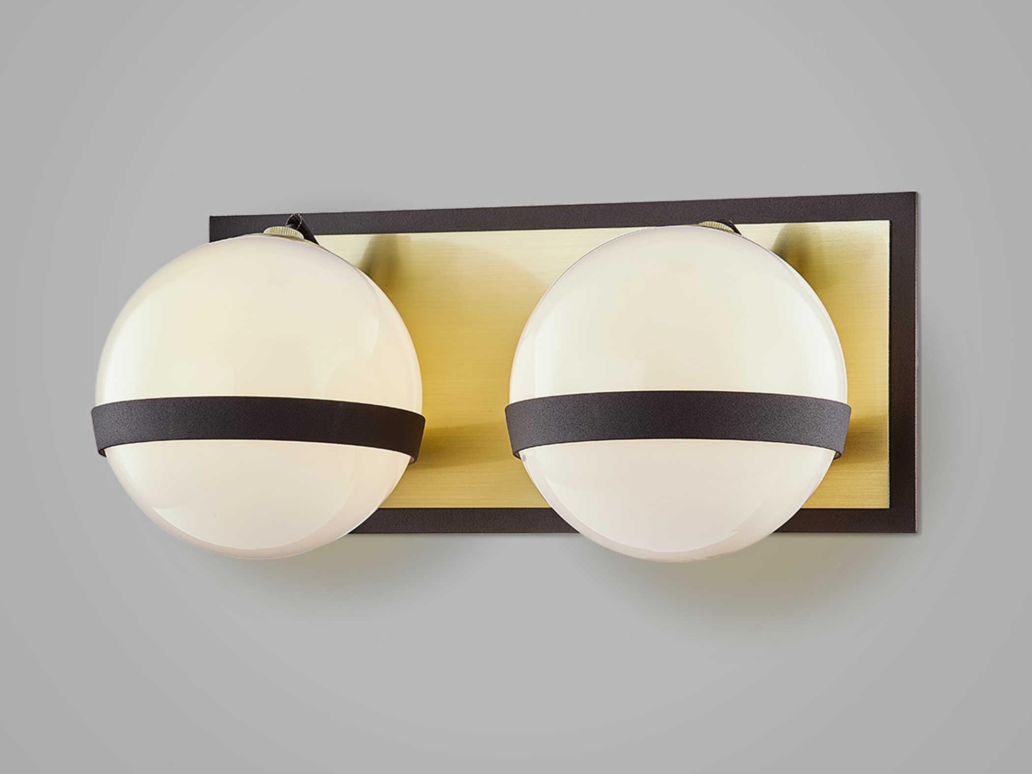 Troy Lighting Ace 2-Light Textured Bronze Brushed Brass Glass Vanity Light