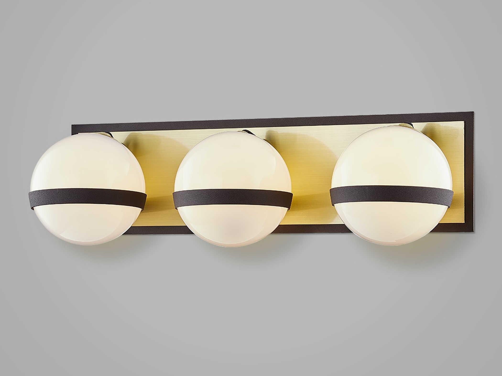 Troy Lighting Ace 3-Light Textured Bronze Brushed Brass Glass Vanity Light