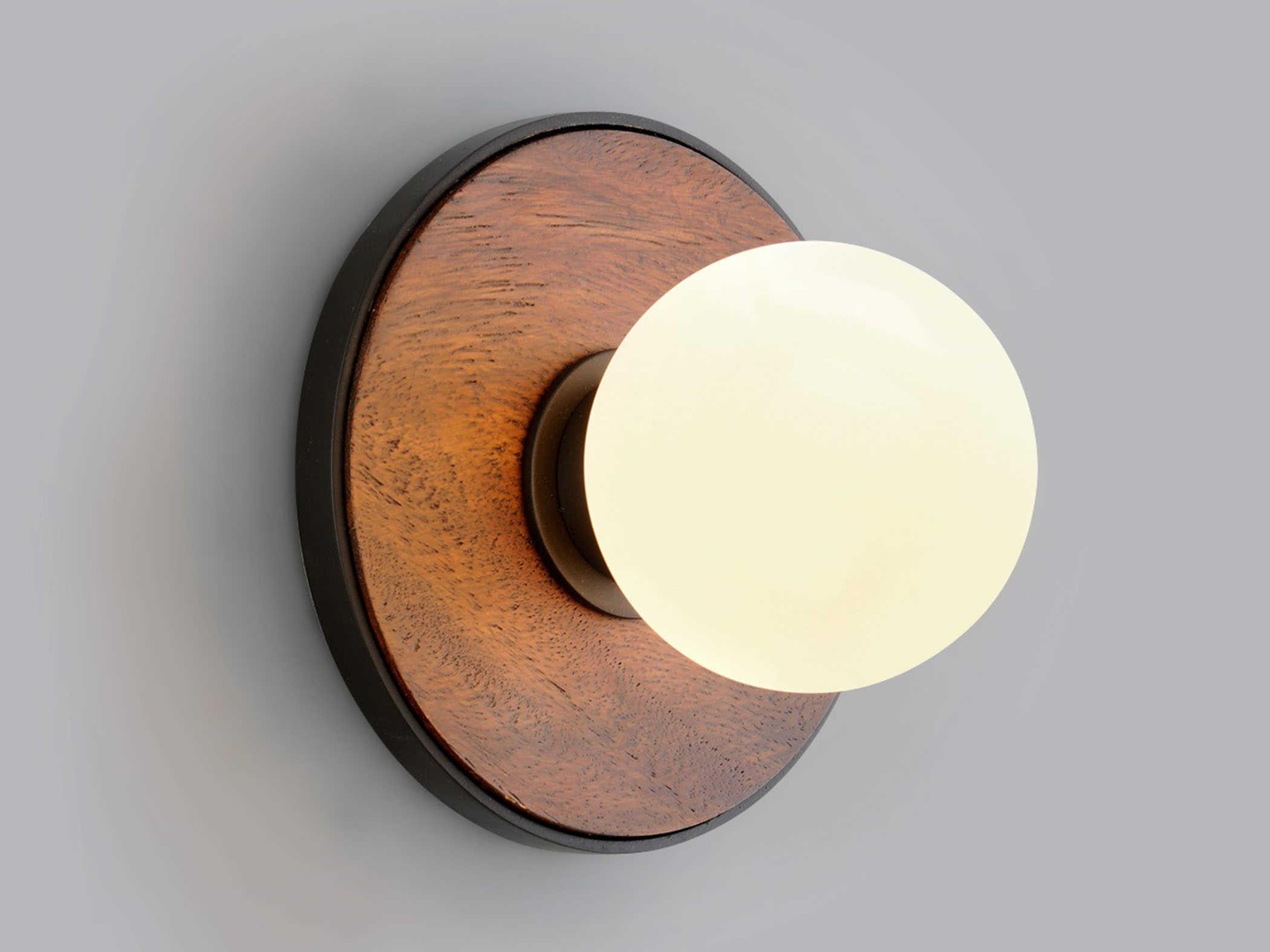 Troy Lighting Cadet 1-Light Black Natural Acacia Brown Glass LED Wall Sconce