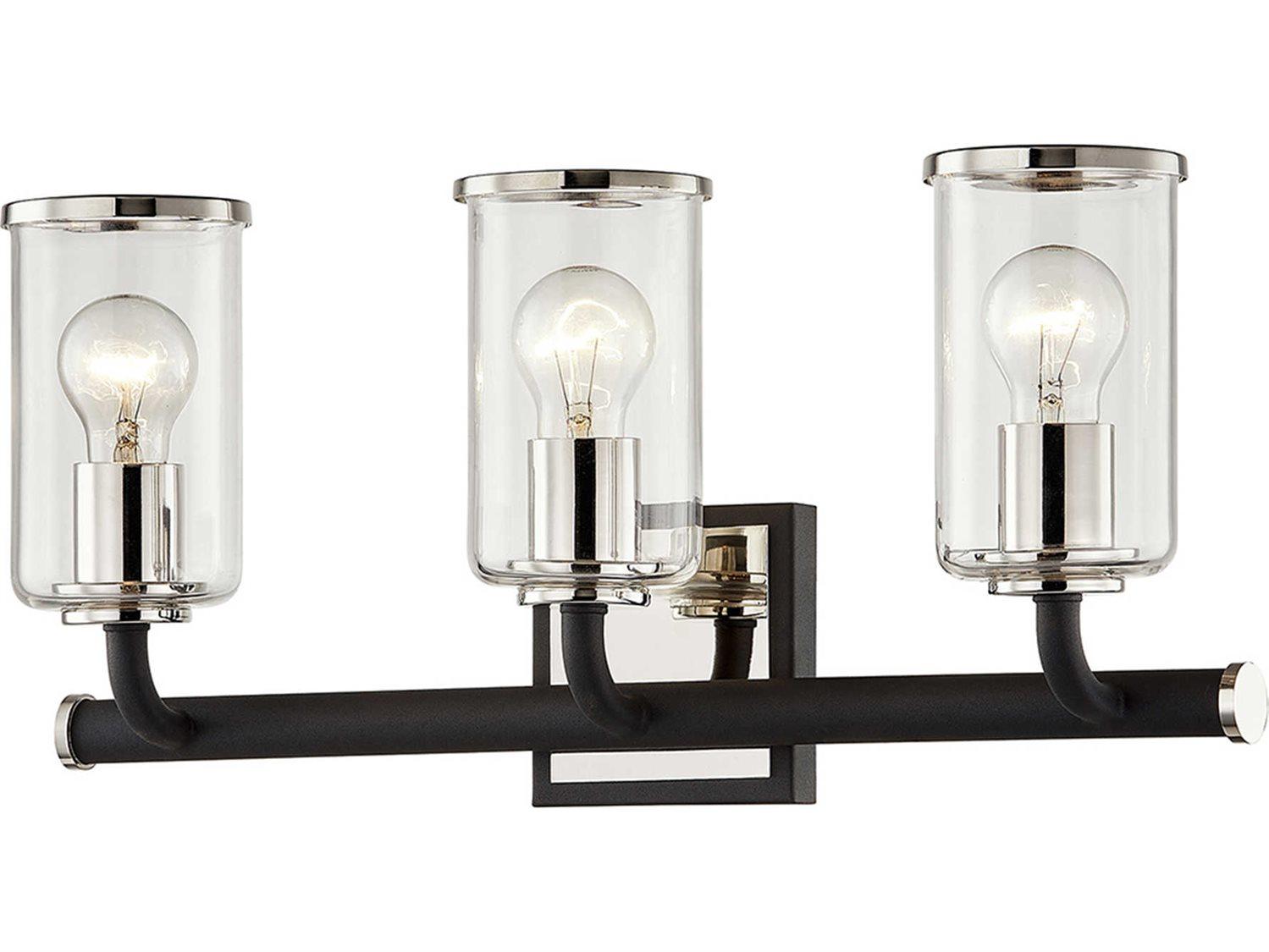 Troy Lighting Aeon 3-Light Carbide Black Polished Nickel Glass Vanity Light