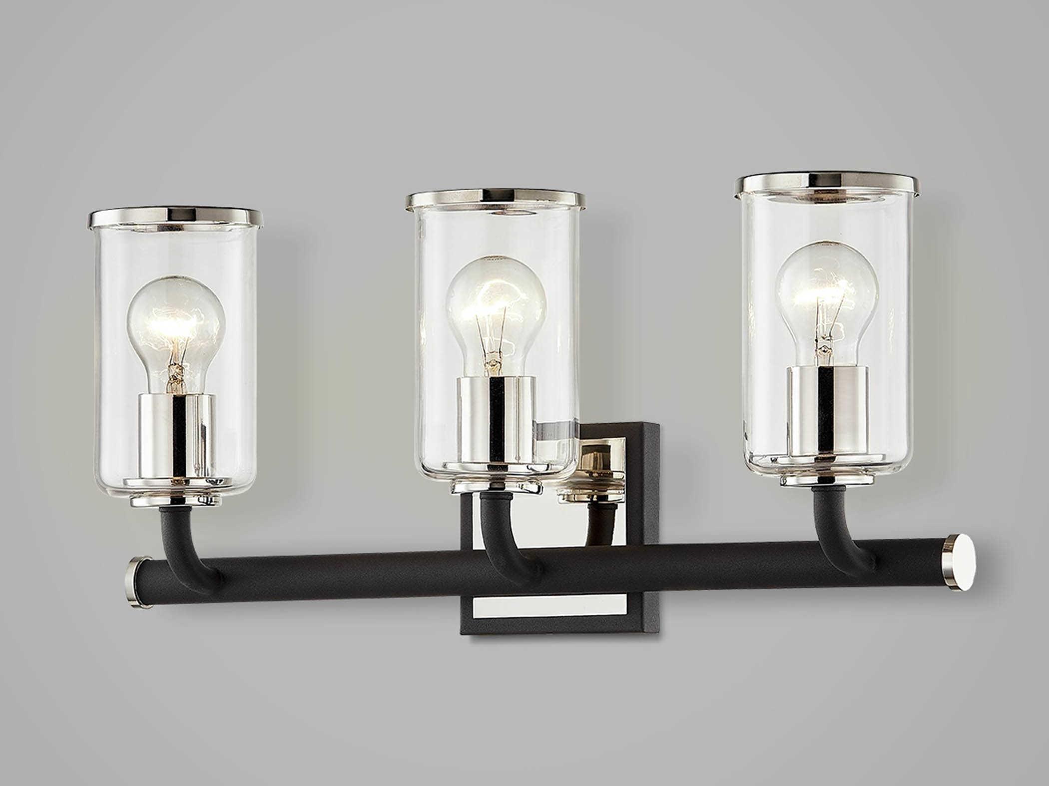 Troy Lighting Aeon 3-Light Carbide Black Polished Nickel Glass Vanity Light