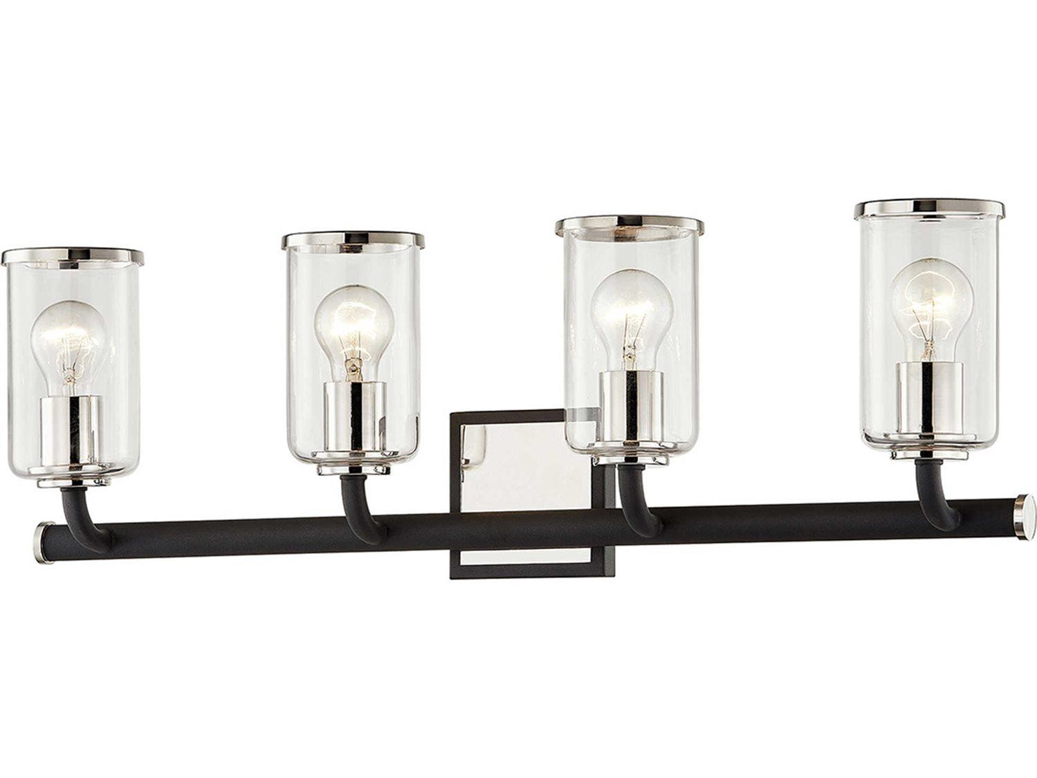 Troy Lighting Aeon 4-Light Carbide Black Polished Nickel Glass Vanity Light