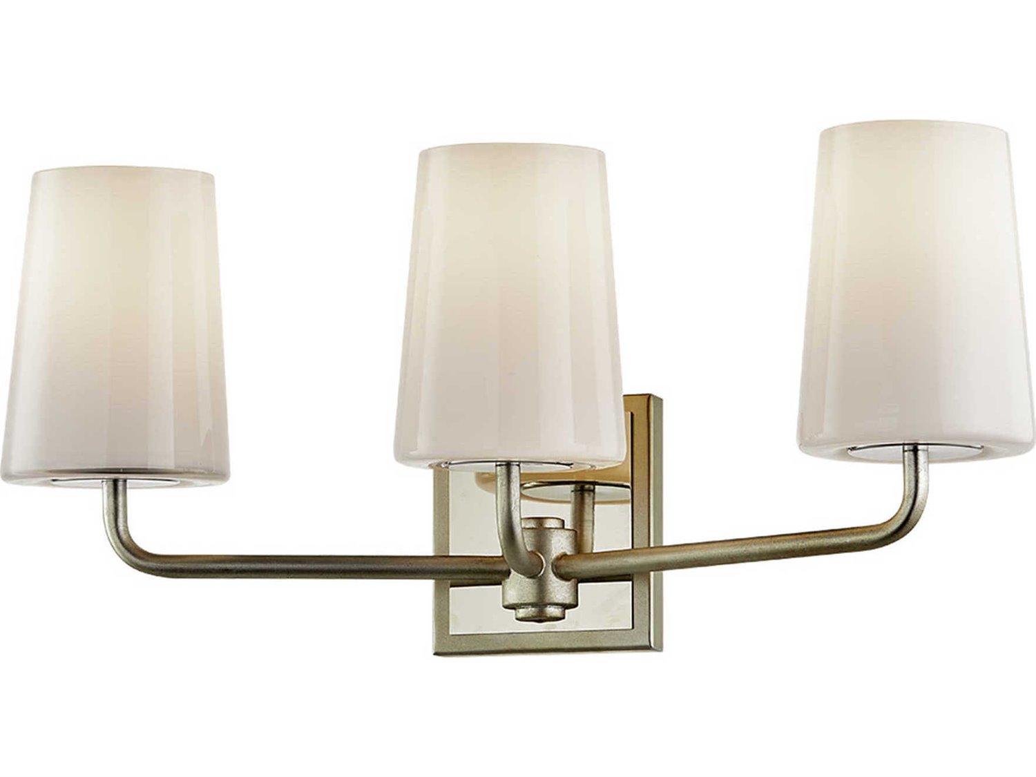 Troy Lighting Simone 3-Light Silver Leaf Polished Nickel Glass Vanity Light
