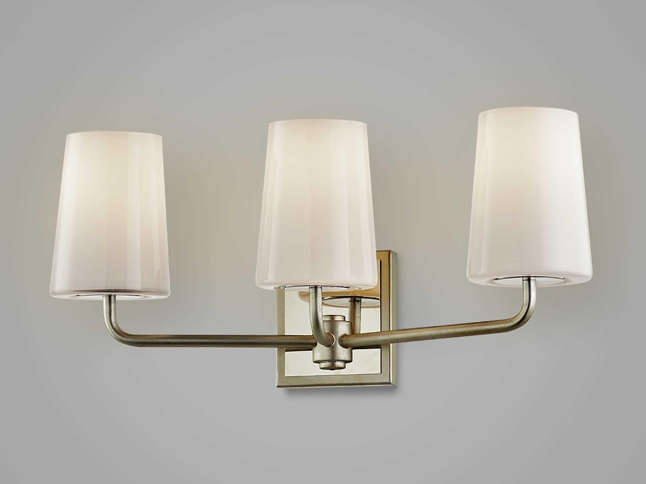 Troy Lighting Simone 3-Light Silver Leaf Polished Nickel Glass Vanity Light