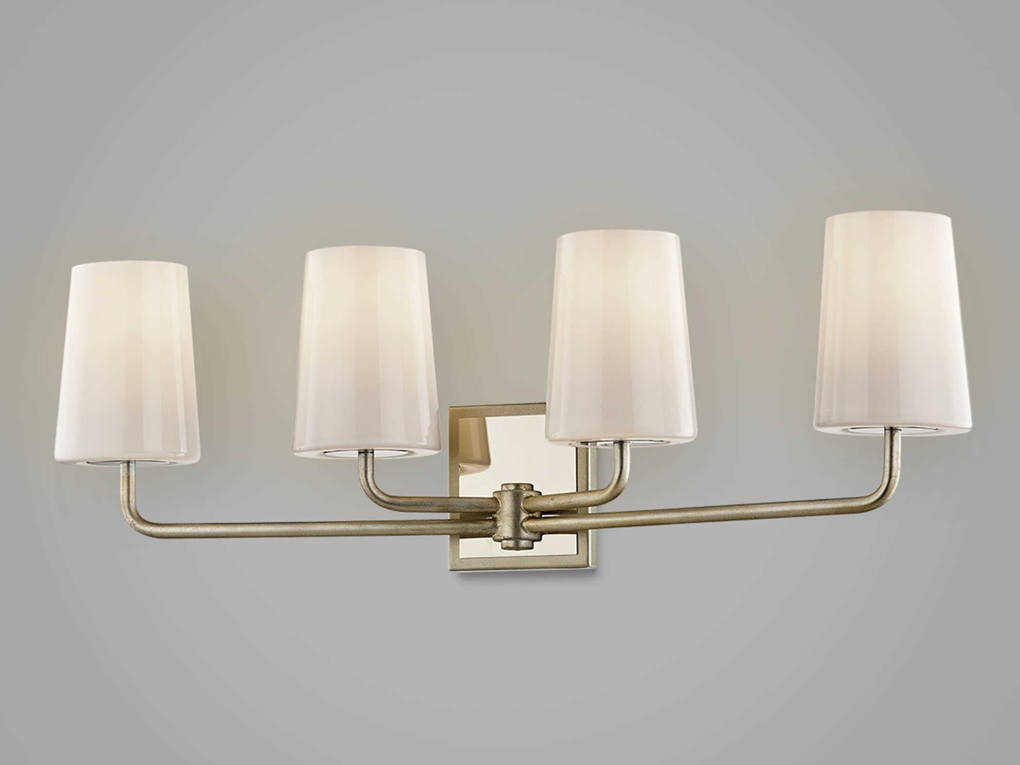 Troy Lighting Simone 4-Light Silver Leaf Polished Nickel Glass Vanity Light