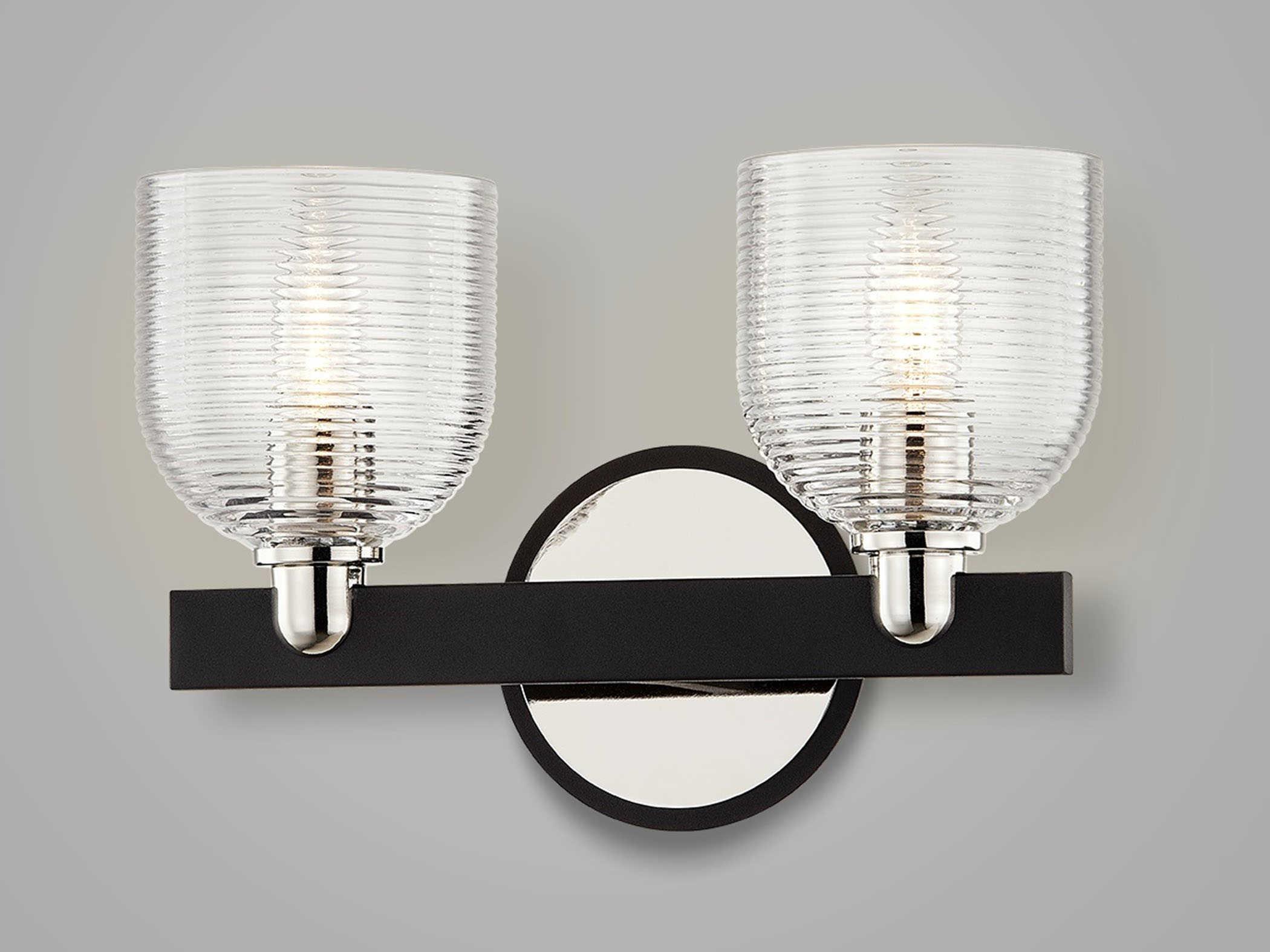Troy Lighting Munich 2-Light Carbide Black Polished Nickel Vanity Light
