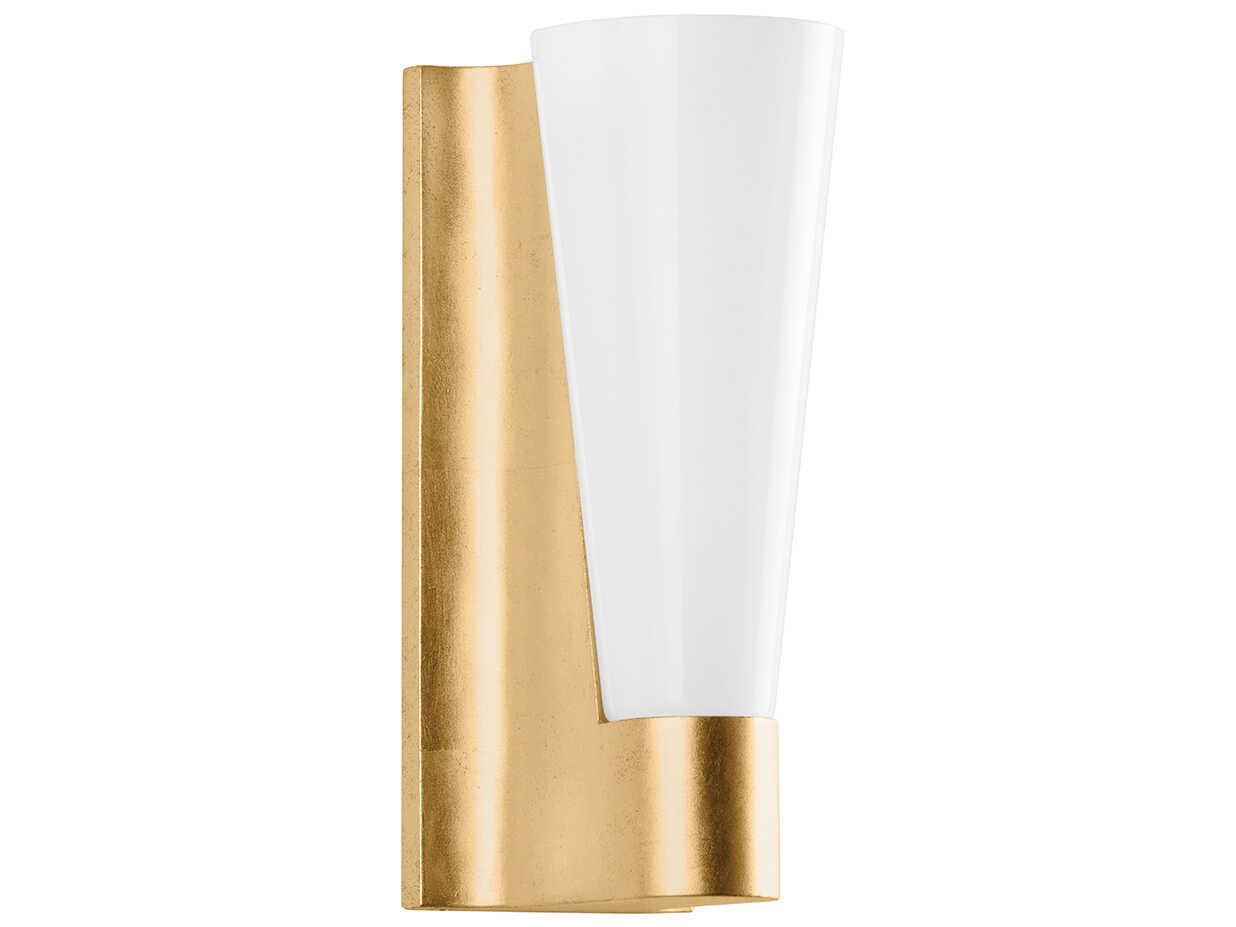 Troy Lighting Abner 1-Light Vintage Gold Leaf Glass Wall Sconce