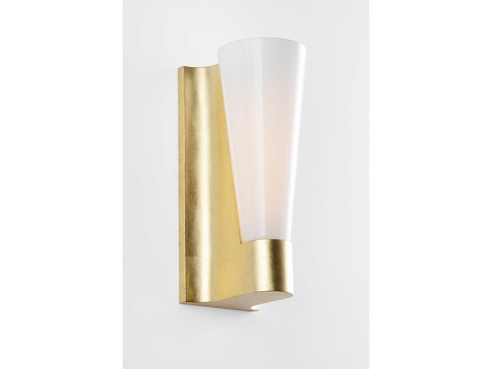 Troy Lighting Abner 1-Light Vintage Gold Leaf Glass Wall Sconce