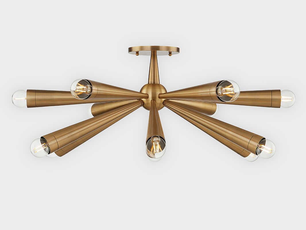 Troy Lighting Keanu 12-Light Patina Brass Sputnik Semi Flush Mount