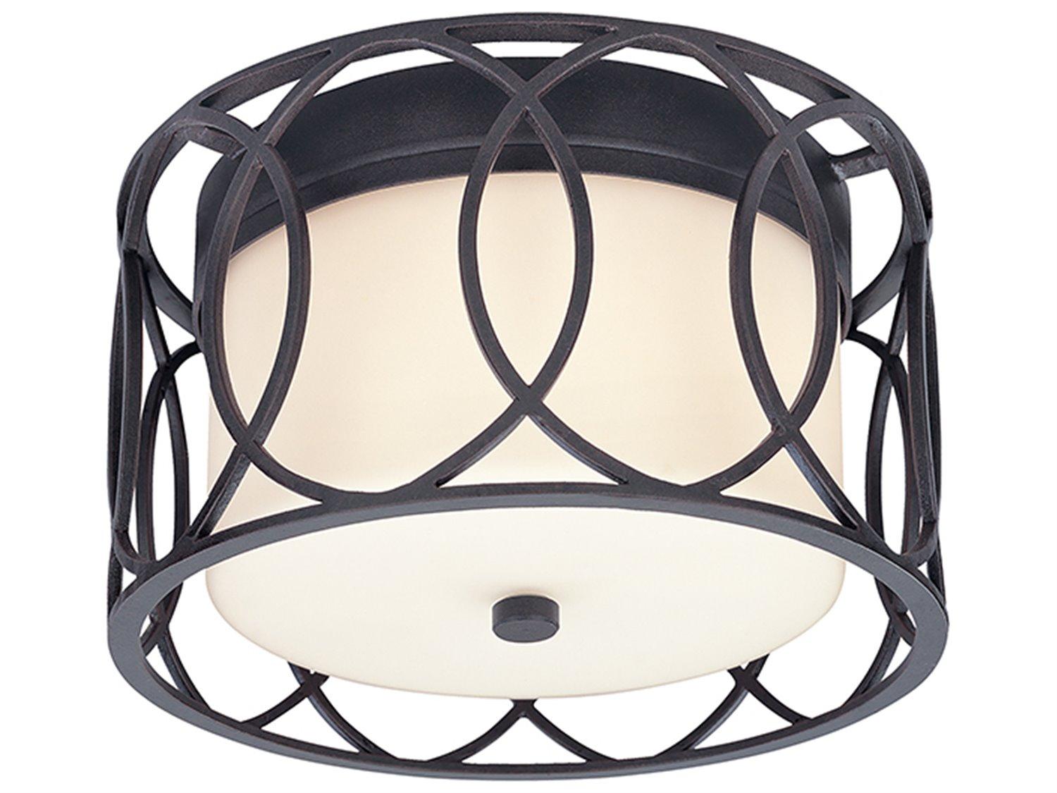 Troy Lighting Sausalito 2-Light Deep Bronze Glass Drum Flush Mount