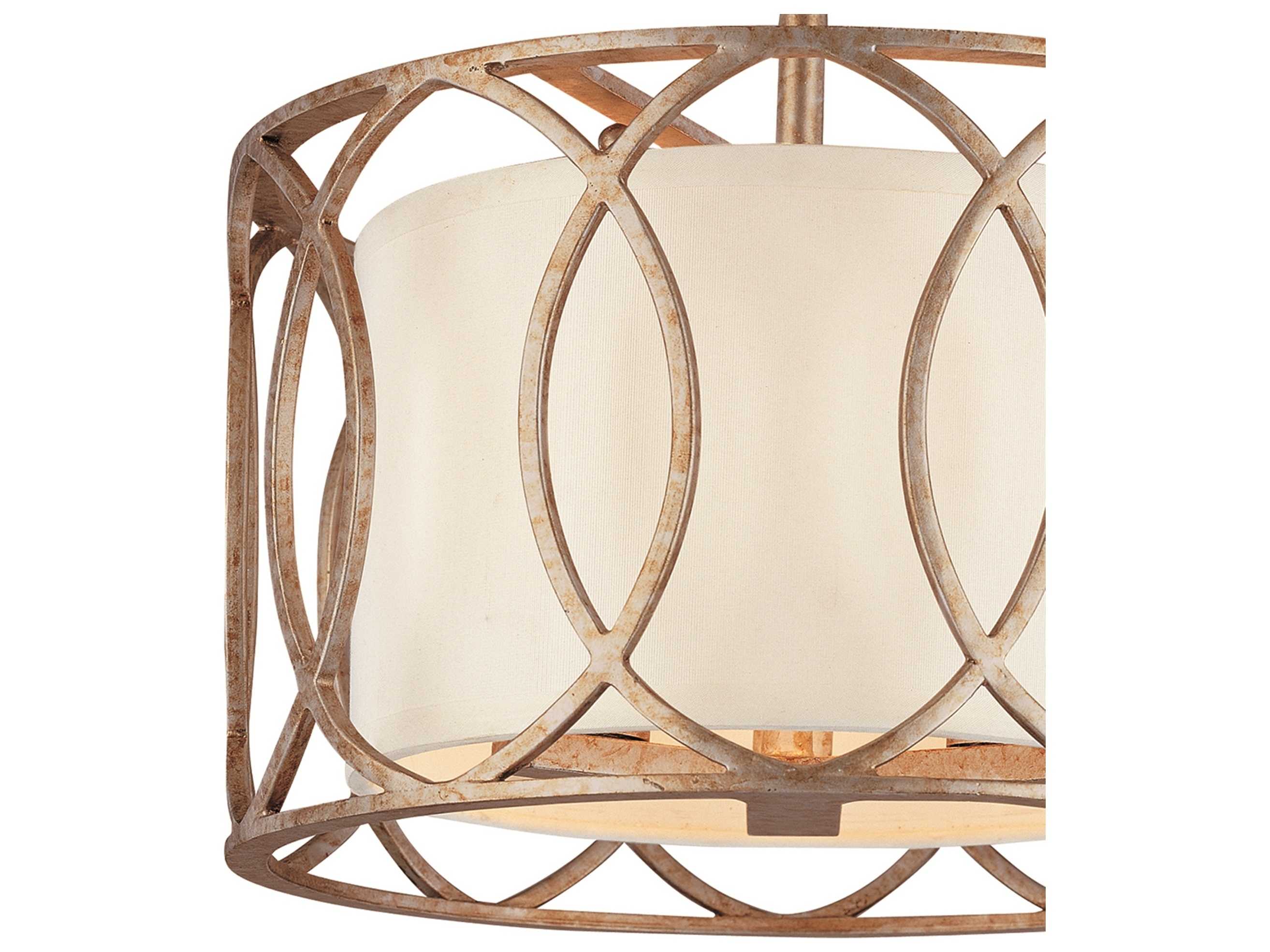 Troy Lighting Sausalito 3-Light Silver Gold Drum Semi Flush Mount