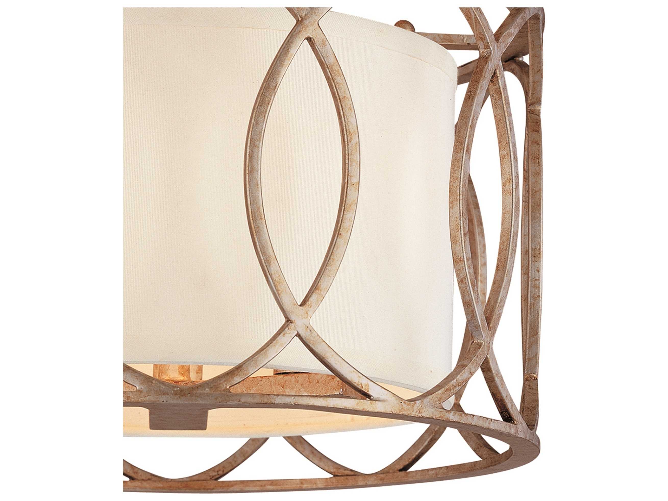 Troy Lighting Sausalito 3-Light Silver Gold Drum Semi Flush Mount