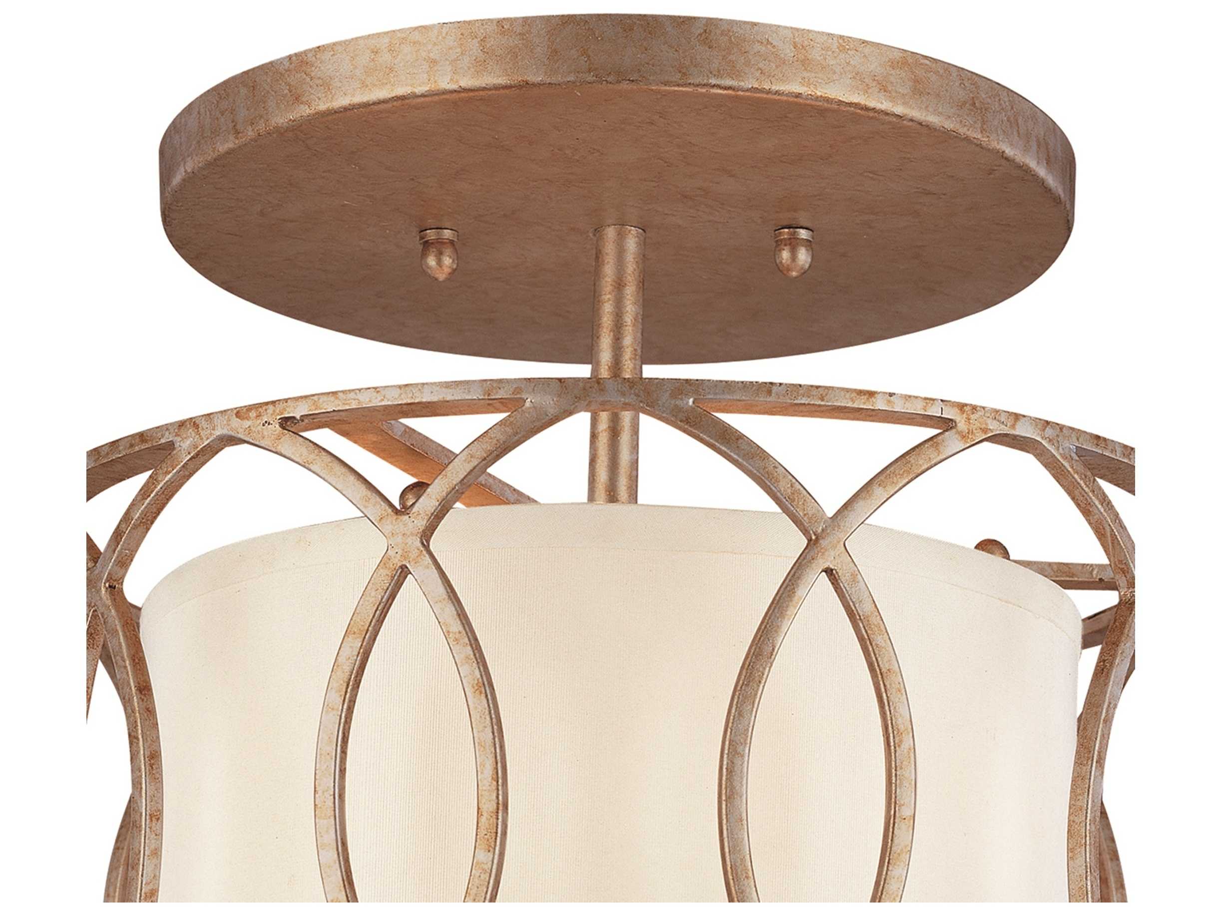Troy Lighting Sausalito 3-Light Silver Gold Drum Semi Flush Mount
