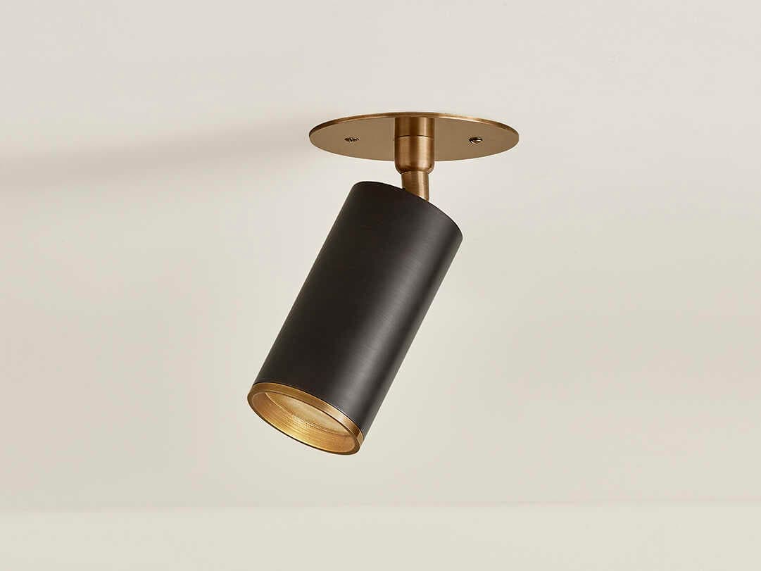 Troy Lighting Caleb 1-Light Patina Brass Bronze Cylinder Flush Mount