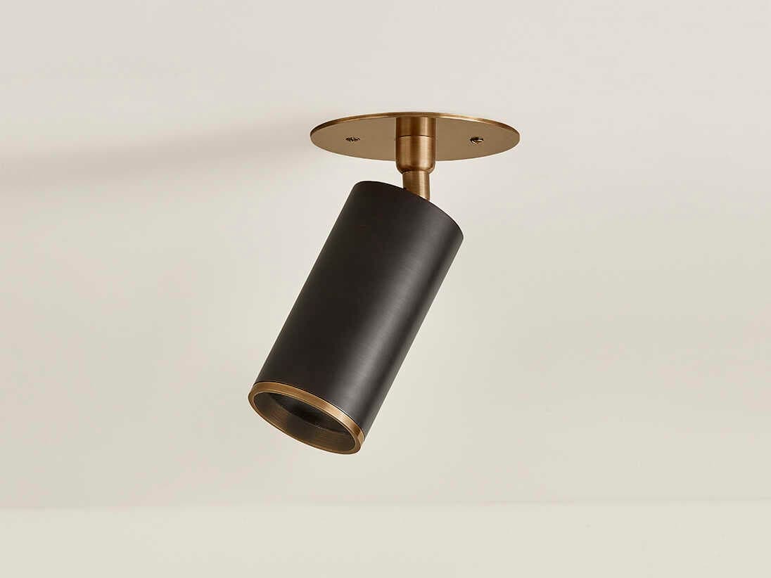 Troy Lighting Caleb 1-Light Patina Brass Bronze Cylinder Flush Mount