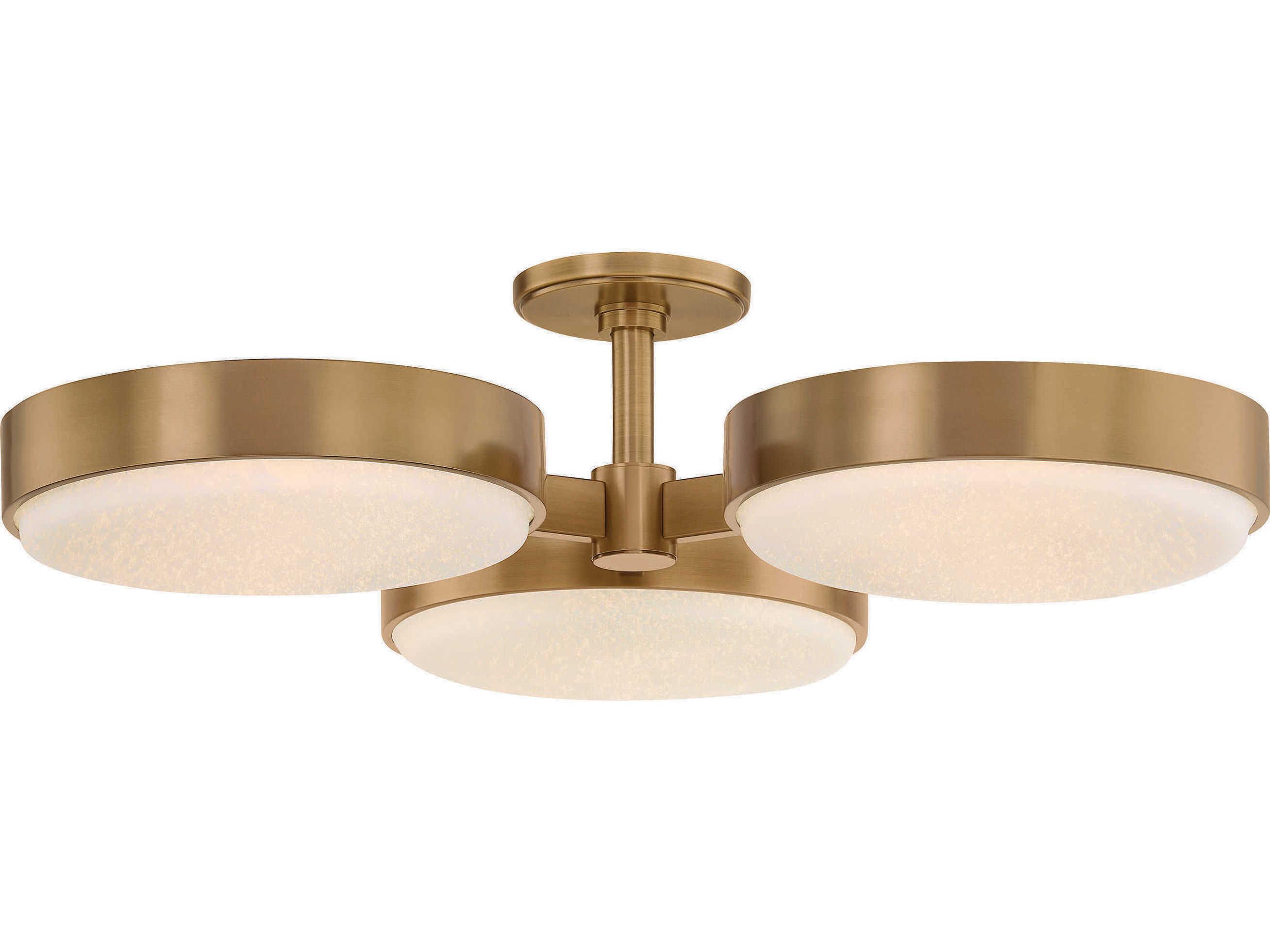 Troy Lighting Rory 3-Light Patina Brass Round Semi Flush Mount