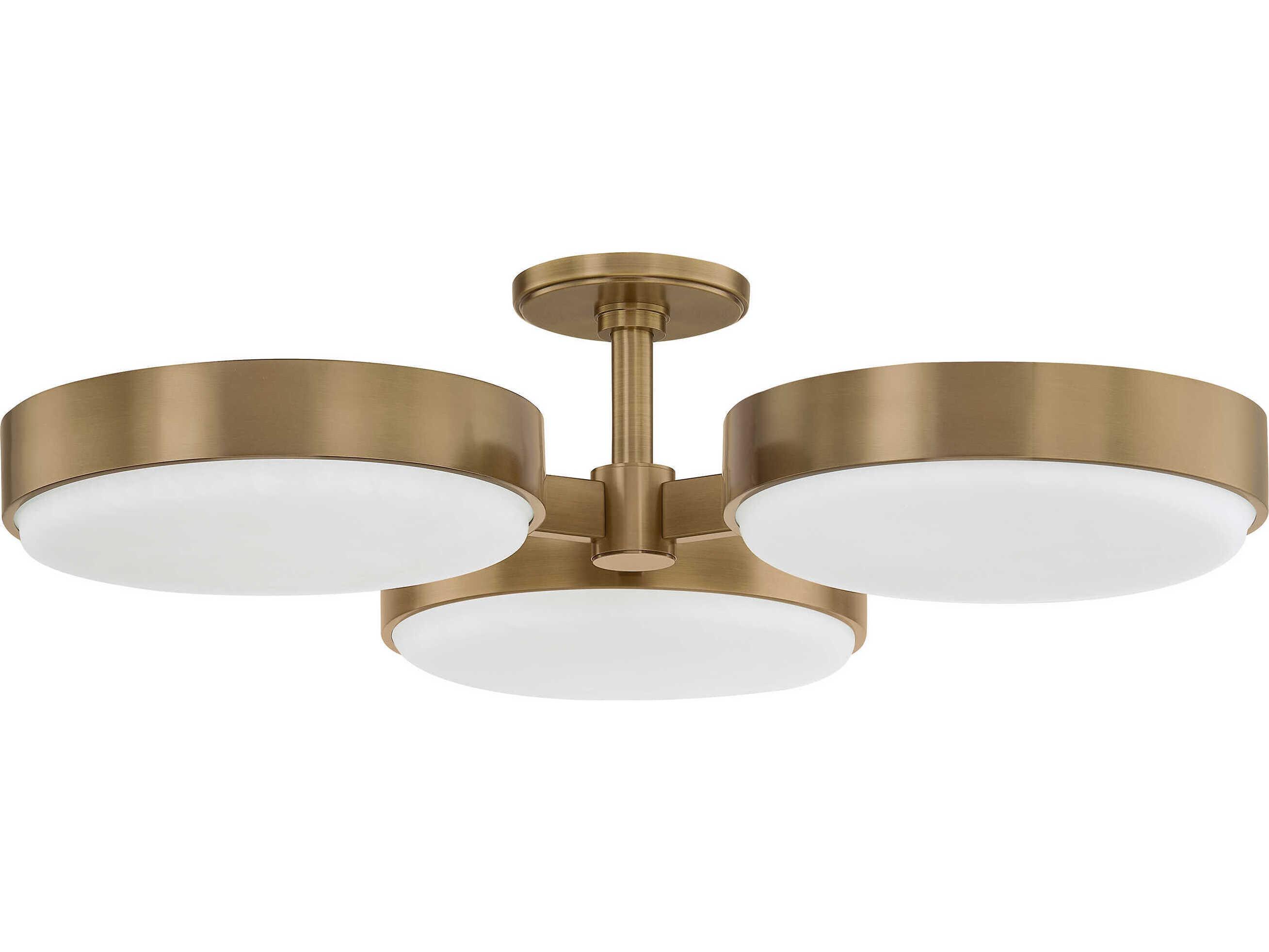 Troy Lighting Rory 3-Light Patina Brass Round Semi Flush Mount