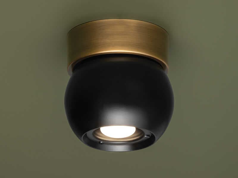 Troy Lighting Odin 1-Light Patina Brass Soft Black Globe Flush Mount