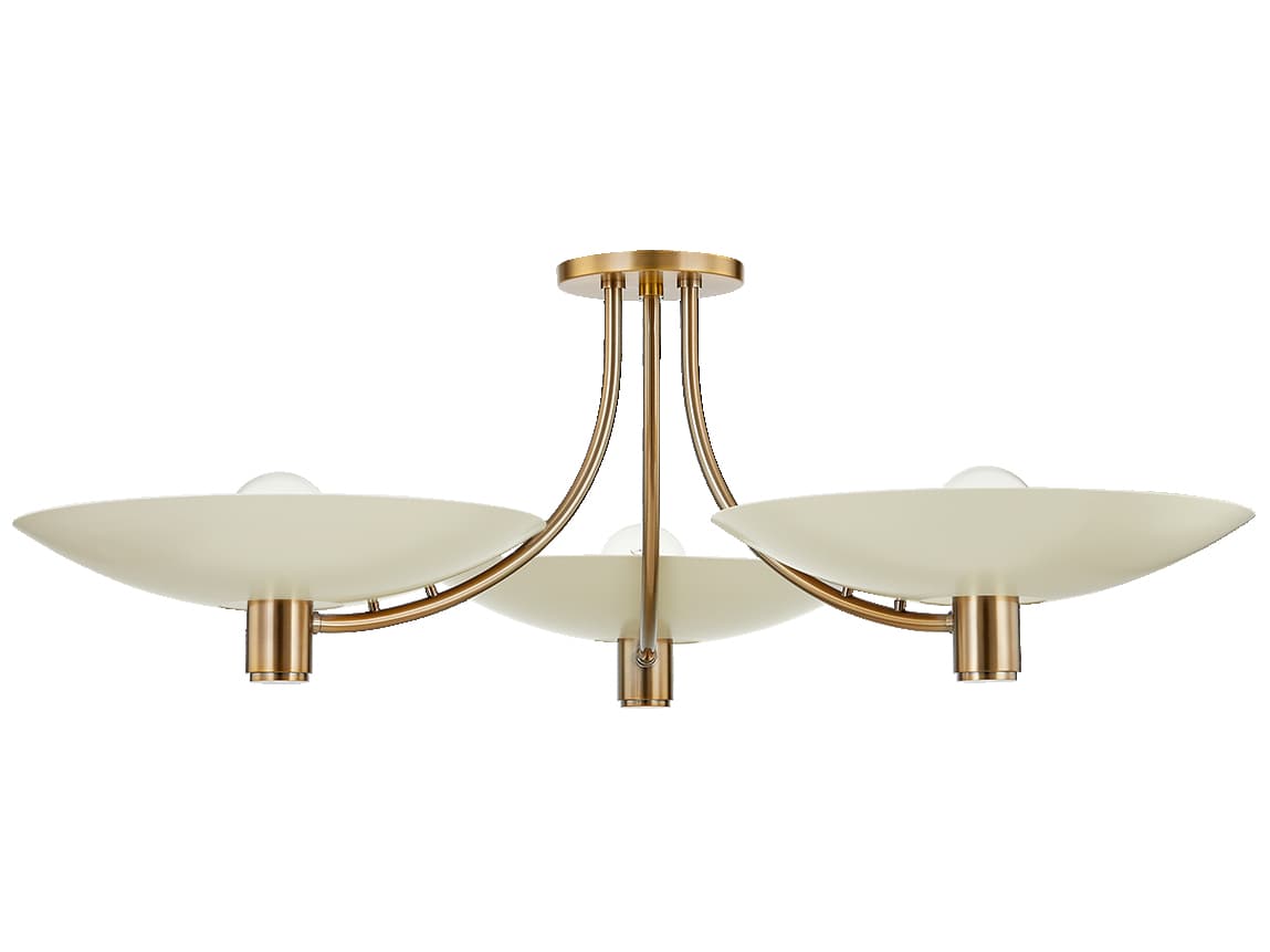 Troy Lighting Wolfe 6-Light Patina Brass Soft Sand Bowl Semi Flush Mount