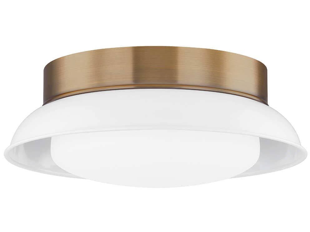 Troy Lighting Arnie 2-Light Patina Brass White Glass Flush Mount