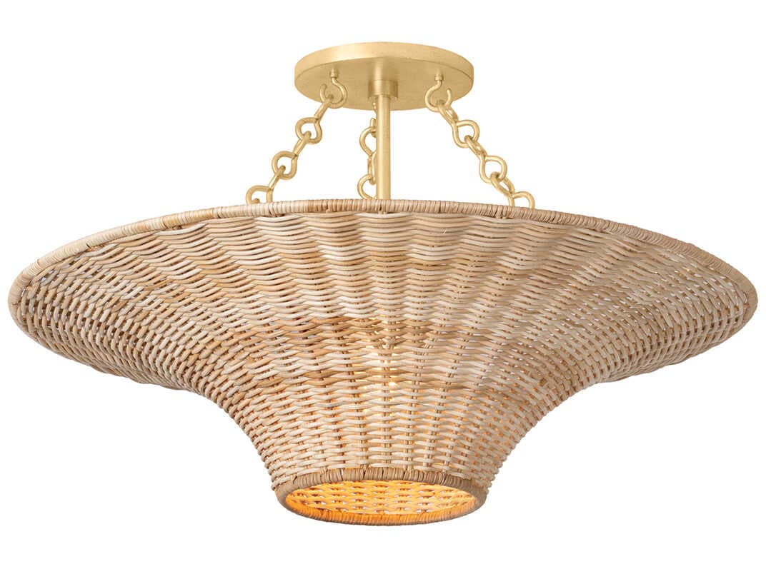 Troy Lighting Ketan 1-Light Vintage Gold Leaf Bowl Semi Flush Mount