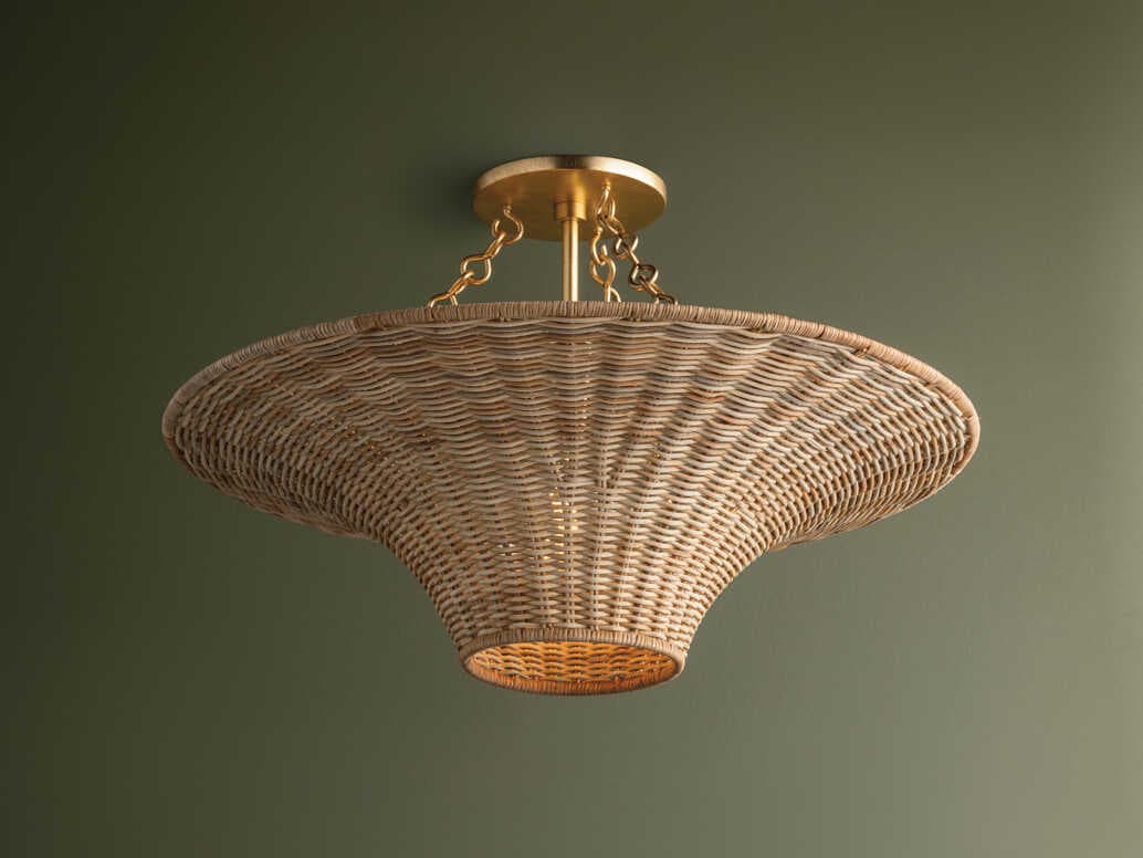 Troy Lighting Ketan 1-Light Vintage Gold Leaf Bowl Semi Flush Mount