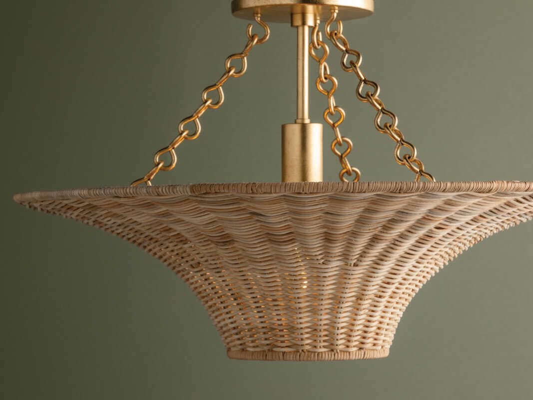 Troy Lighting Ketan 1-Light Vintage Gold Leaf Bowl Semi Flush Mount