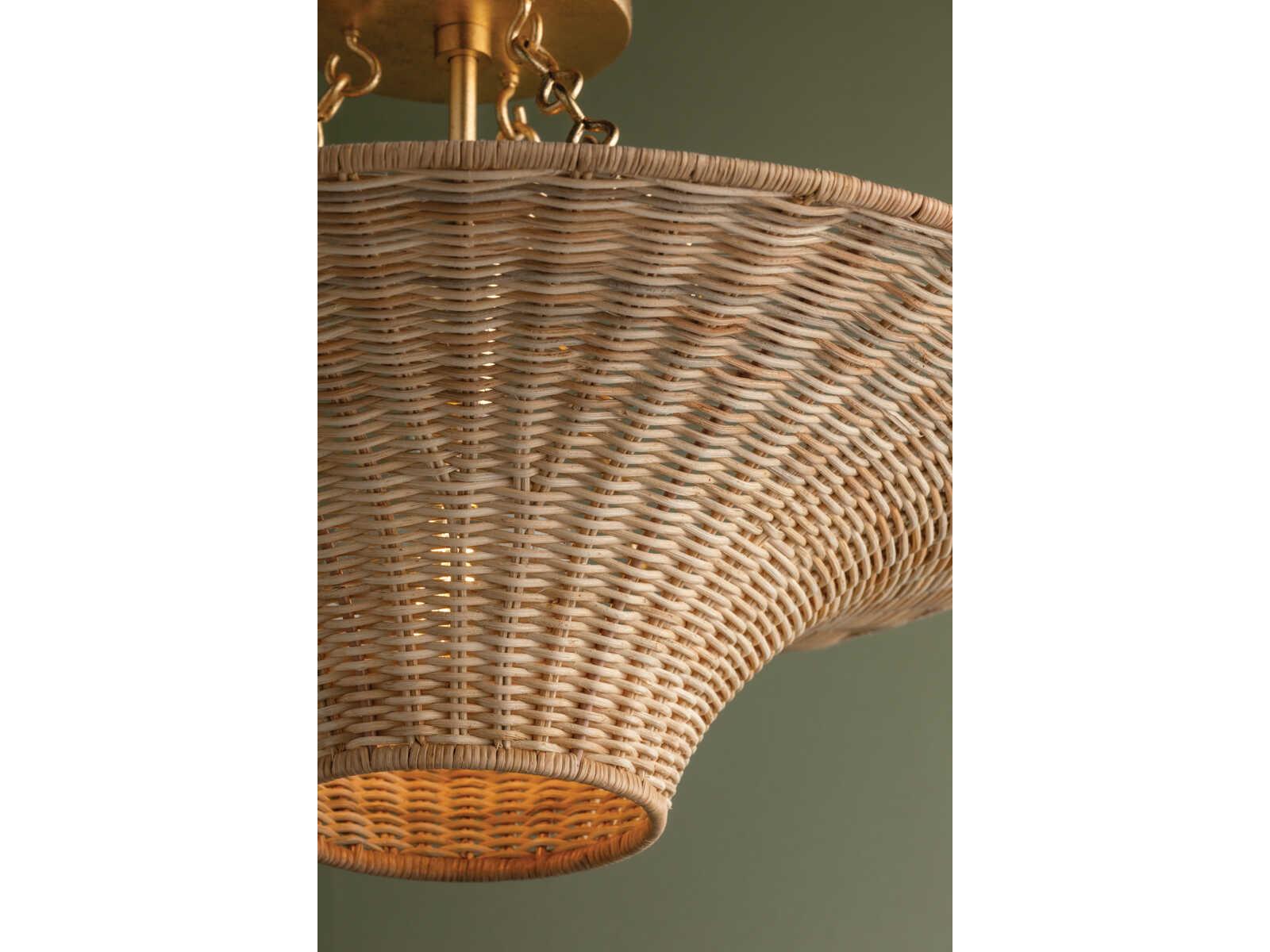 Troy Lighting Ketan 1-Light Vintage Gold Leaf Bowl Semi Flush Mount