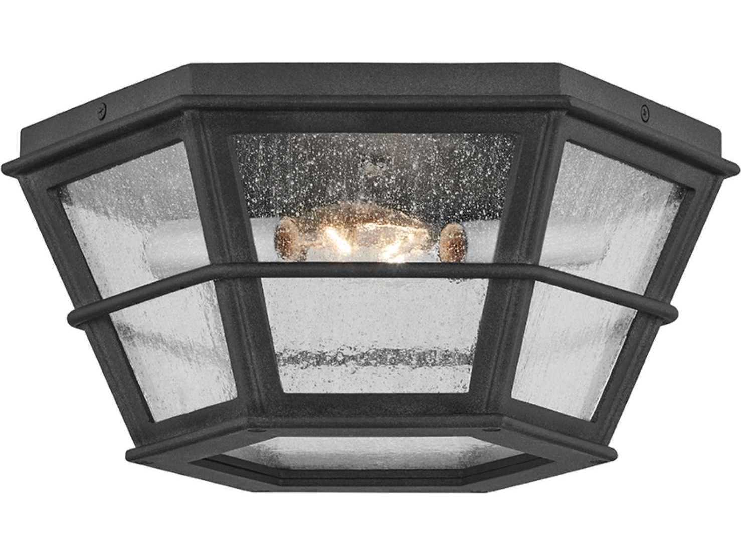 Troy Lighting Lake County 2-Light French Iron Black Glass Flush Mount