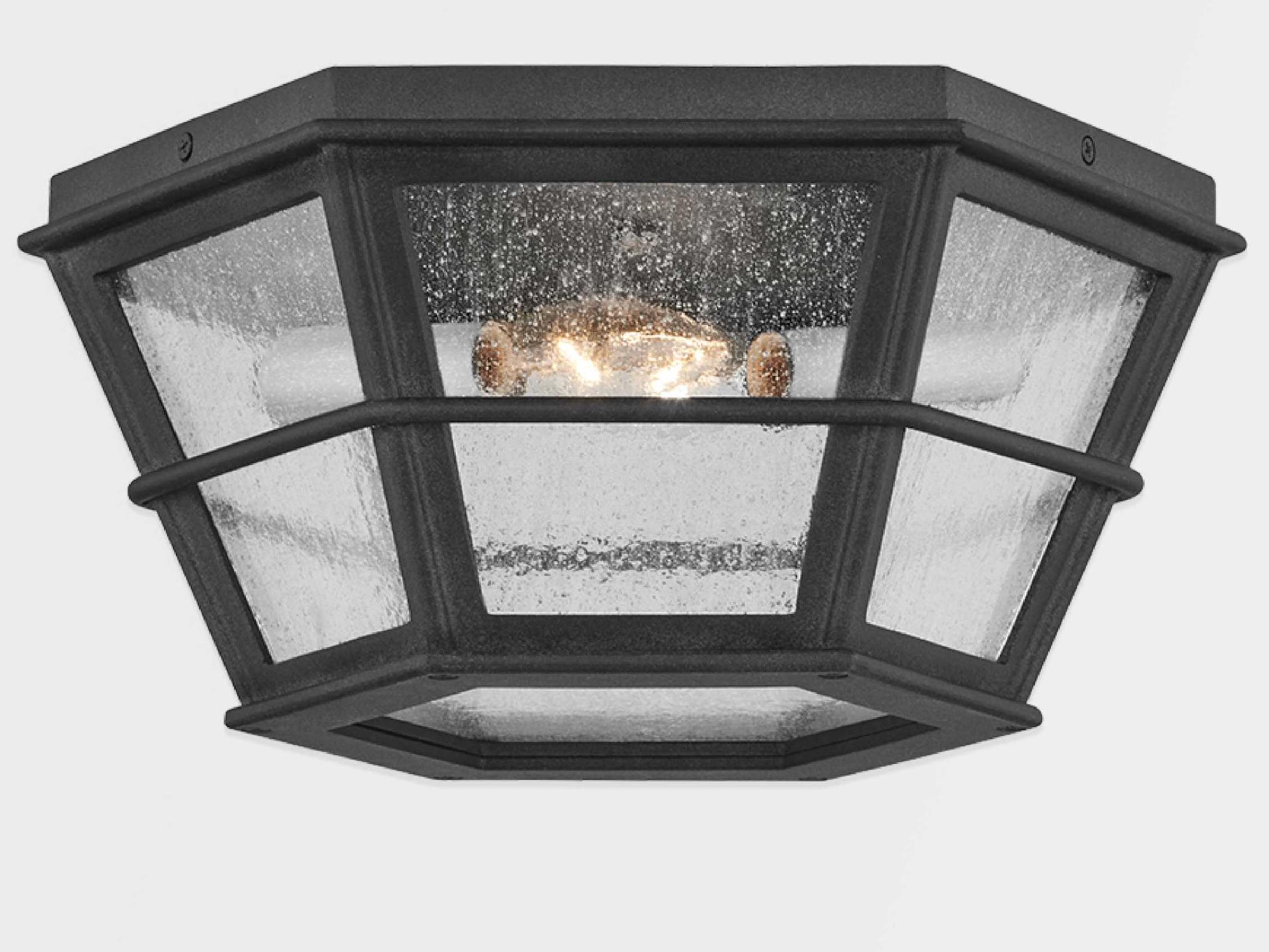 Troy Lighting Lake County 2-Light French Iron Black Glass Flush Mount