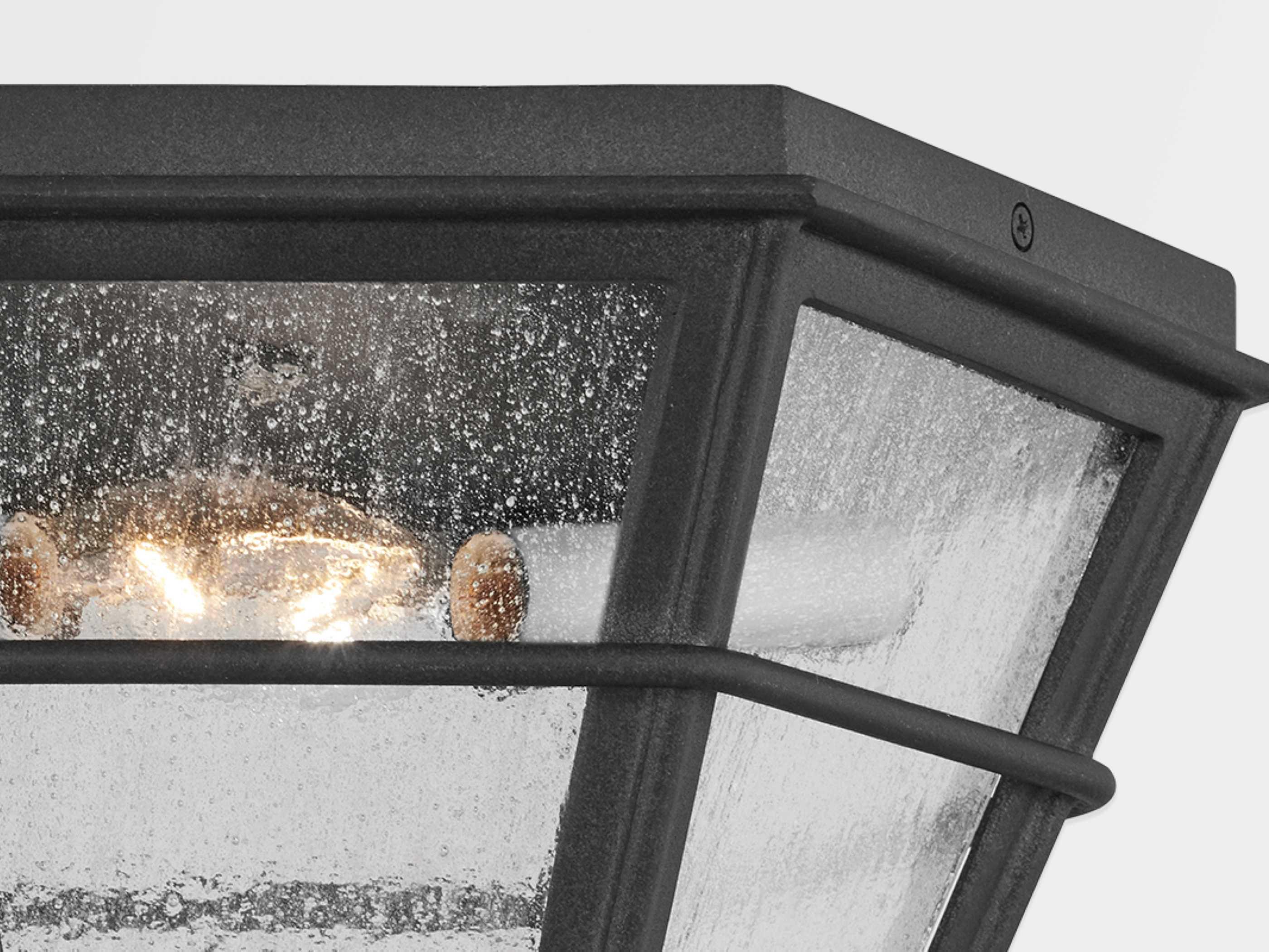 Troy Lighting Lake County 2-Light French Iron Black Glass Flush Mount