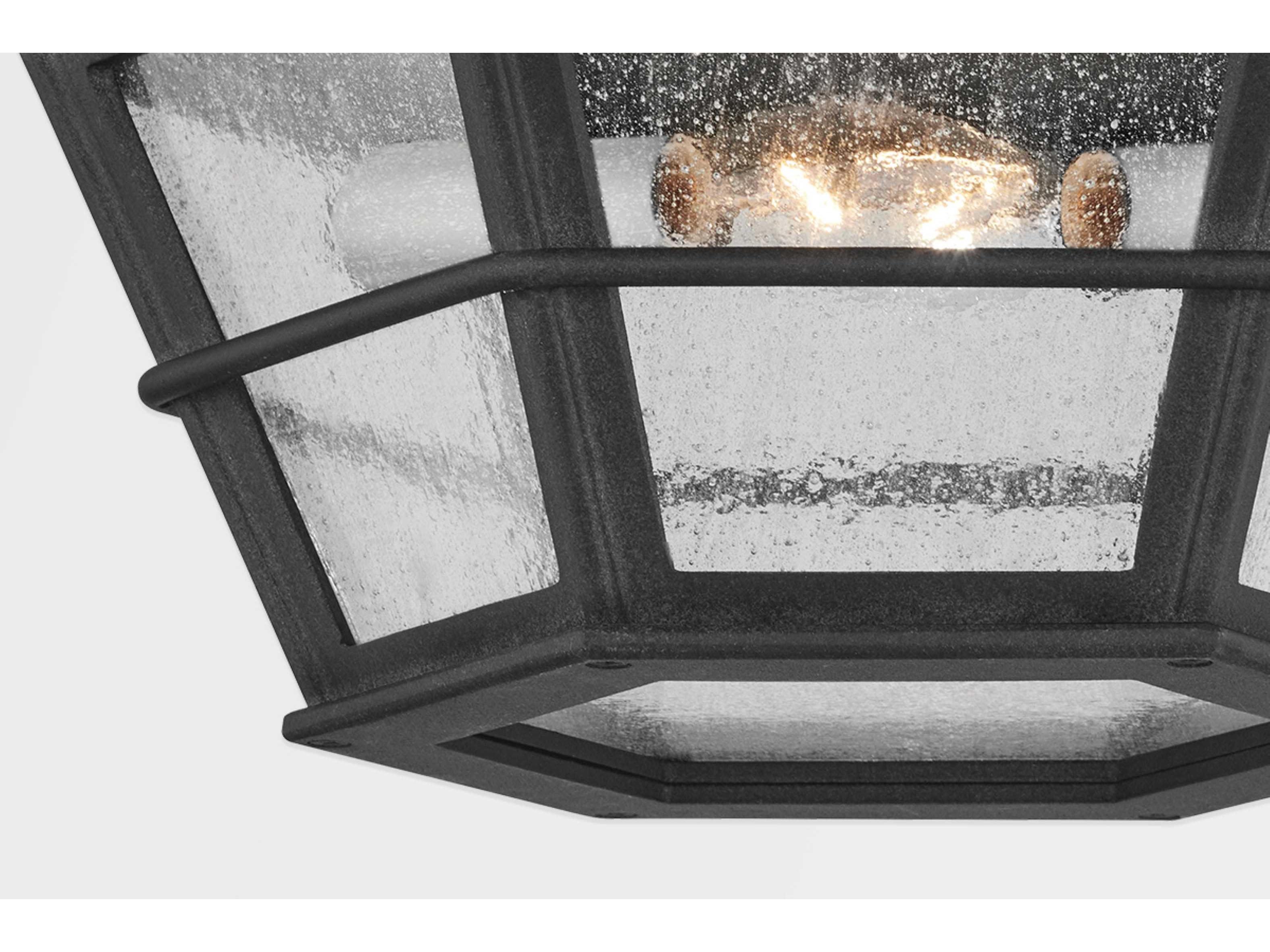 Troy Lighting Lake County 2-Light French Iron Black Glass Flush Mount