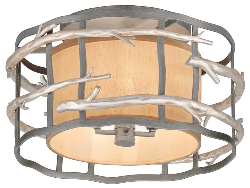 Troy Lighting Adirondack 4-Light Graphite And Silver Leaf Gray Drum Semi Flush Mount