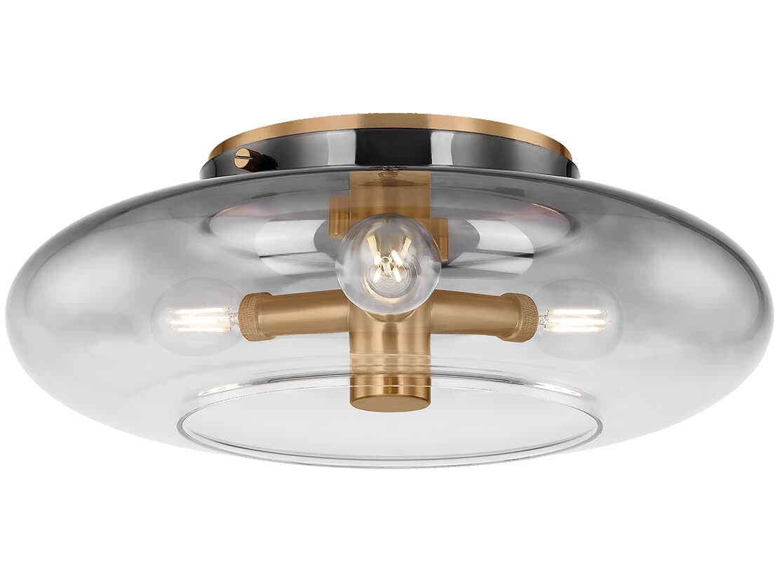 Troy Lighting Gunner 3-Light Patina Brass Round Flush Mount
