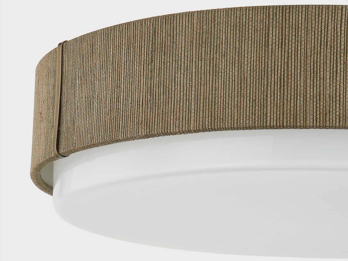 Troy Lighting Zane 1-Light Patina Brass Gray Glass LED Round Flush Mount