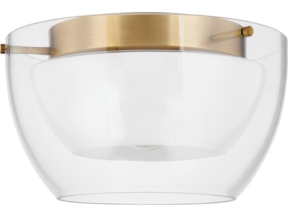 Troy Lighting Dutton 1-Light Patina Brass Glass Flush Mount