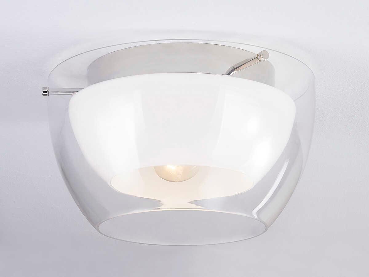 Troy Lighting Dutton 1-Light Polished Nickel Glass Flush Mount