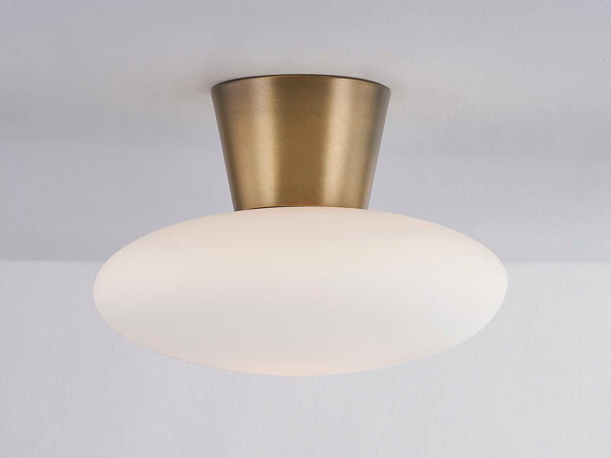 Troy Lighting Brody 1-Light Patina Brass Glass Flush Mount