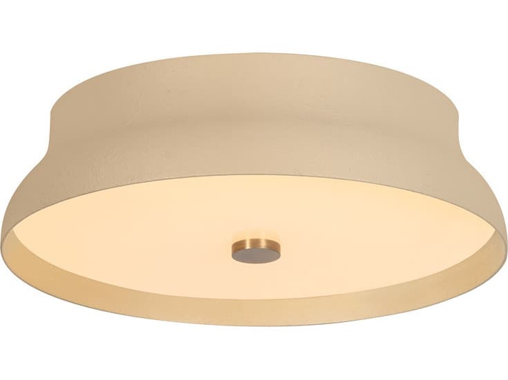 Troy Lighting Shore 1-Light Patina Brass Cream Gesso Off White Round Flush Mount