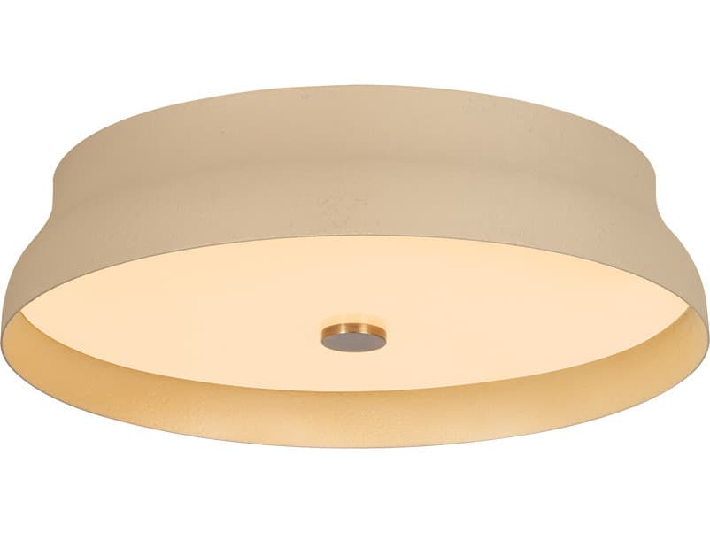 Troy Lighting Shore 1-Light Patina Brass Cream Gesso Off White Round Flush Mount