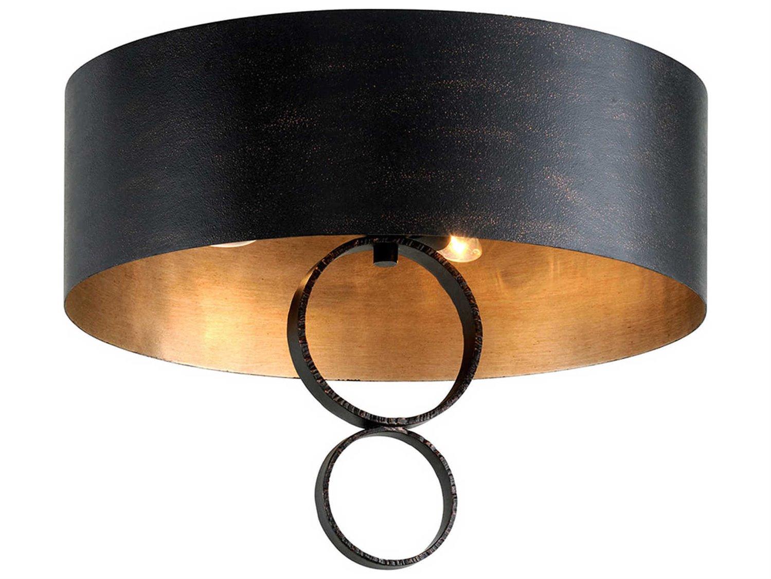 Troy Lighting Rivington 4-Light Charred Copper Drum Flush Mount