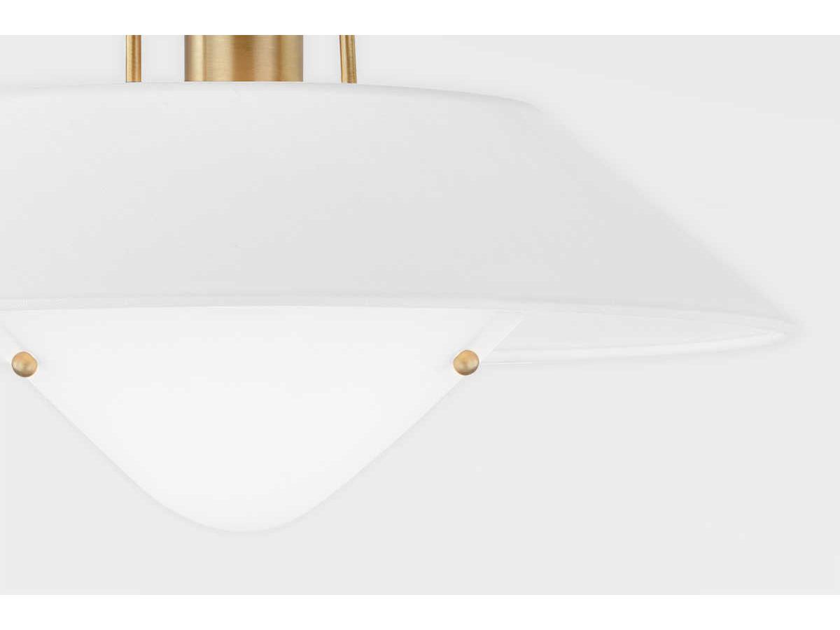 Troy Lighting Otto 1-Light Patina Brass White Semi Flush Mount