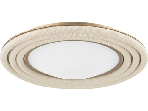 Troy Lighting Zion 1-Light Patina Brass White Glass LED Round Flush Mount