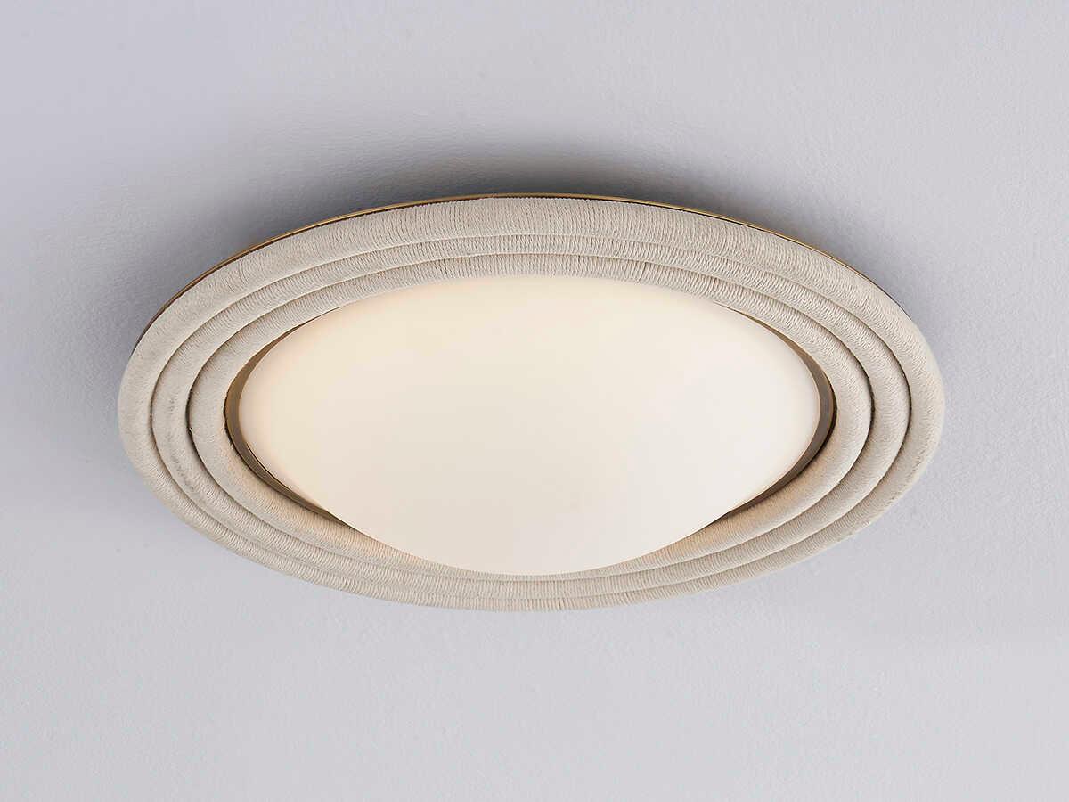 Troy Lighting Zion 1-Light Patina Brass Glass LED Flush Mount